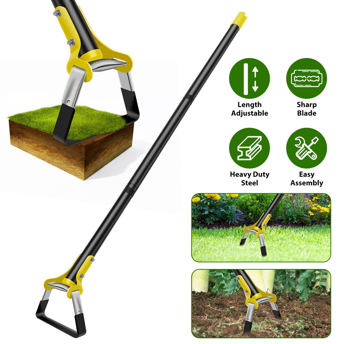 Adjustable Stirrup Hoe 46" Push-Pull Garden Weeder Tool