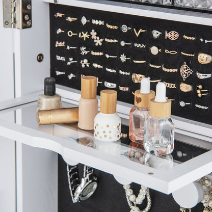 360° Swivel Jewelry Armoire with Full-Length Mirror & LED Lights