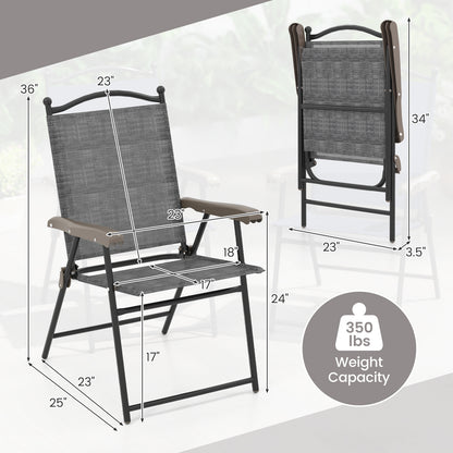 Folding Sling Back Patio Chairs Set of 2
