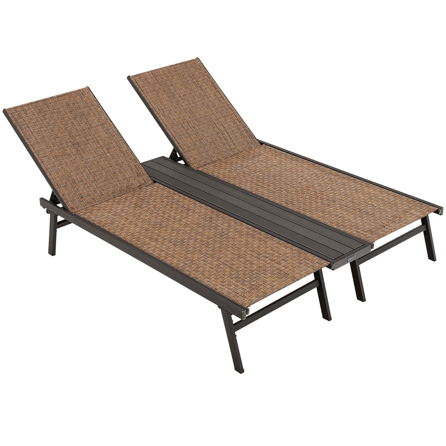 2-Person Patio Chaise Lounge with Adjustable Backrests
