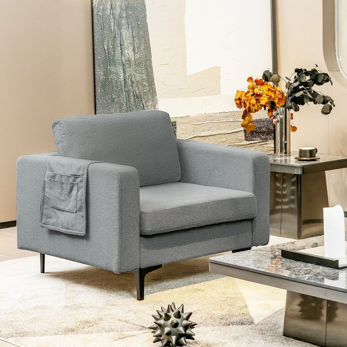 Convertible Accent Chair with Reversible Ottoman - 660 lbs