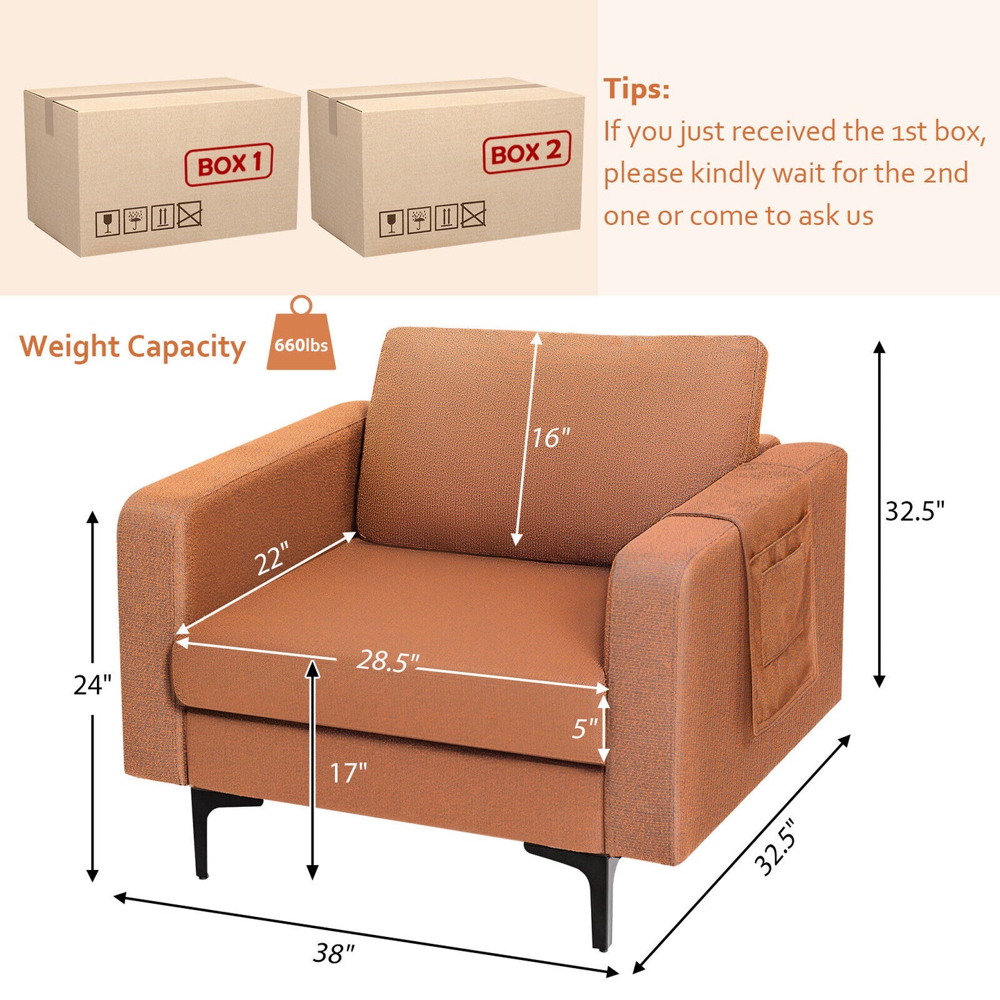 Convertible Accent Chair with Reversible Ottoman - 660 lbs