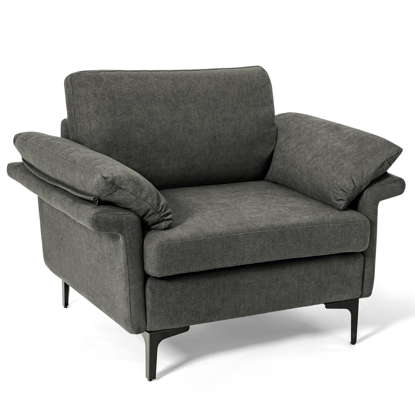 Fabric Accent Armchair with Spring System & Cushions