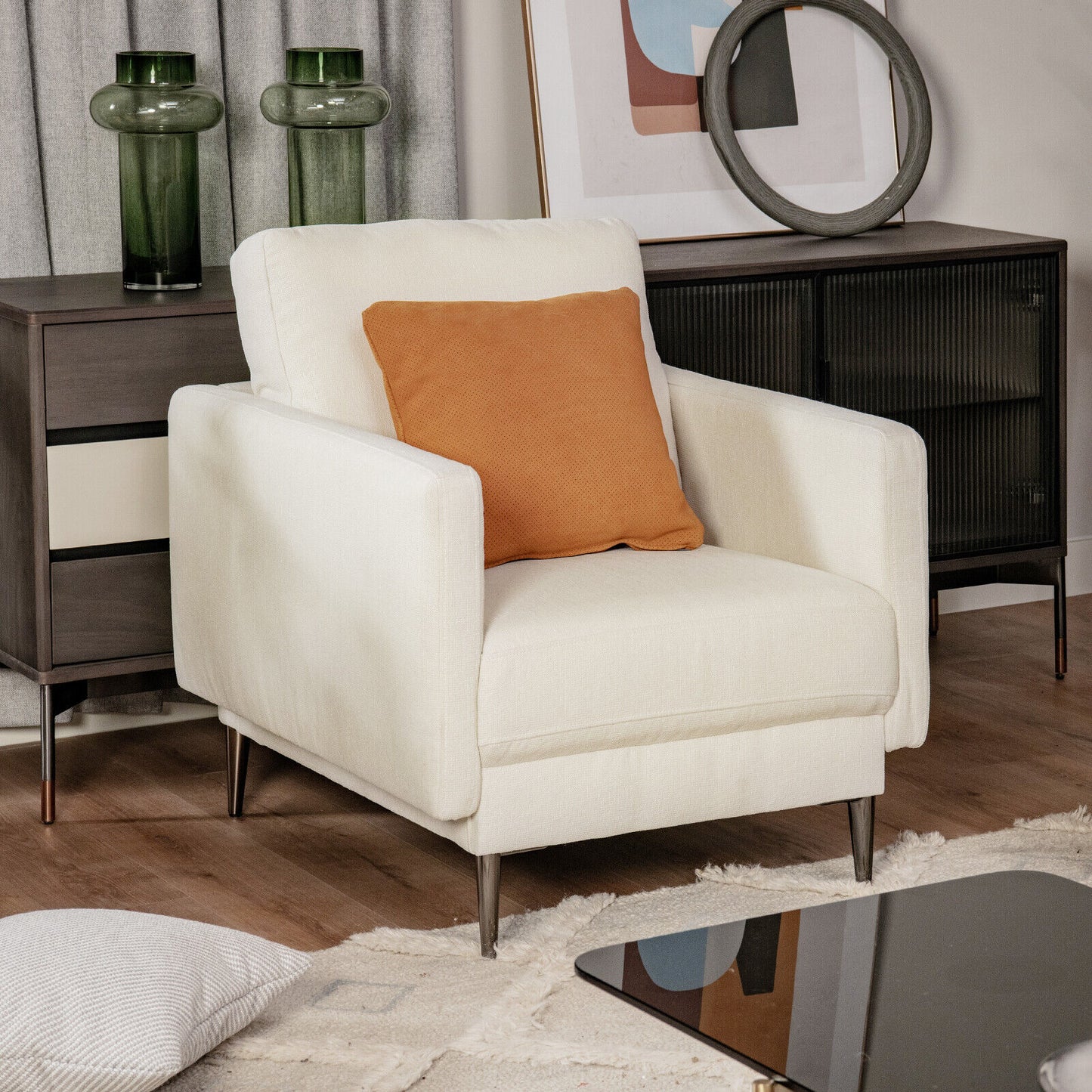Upholstered Accent Chair with Removable Cushion