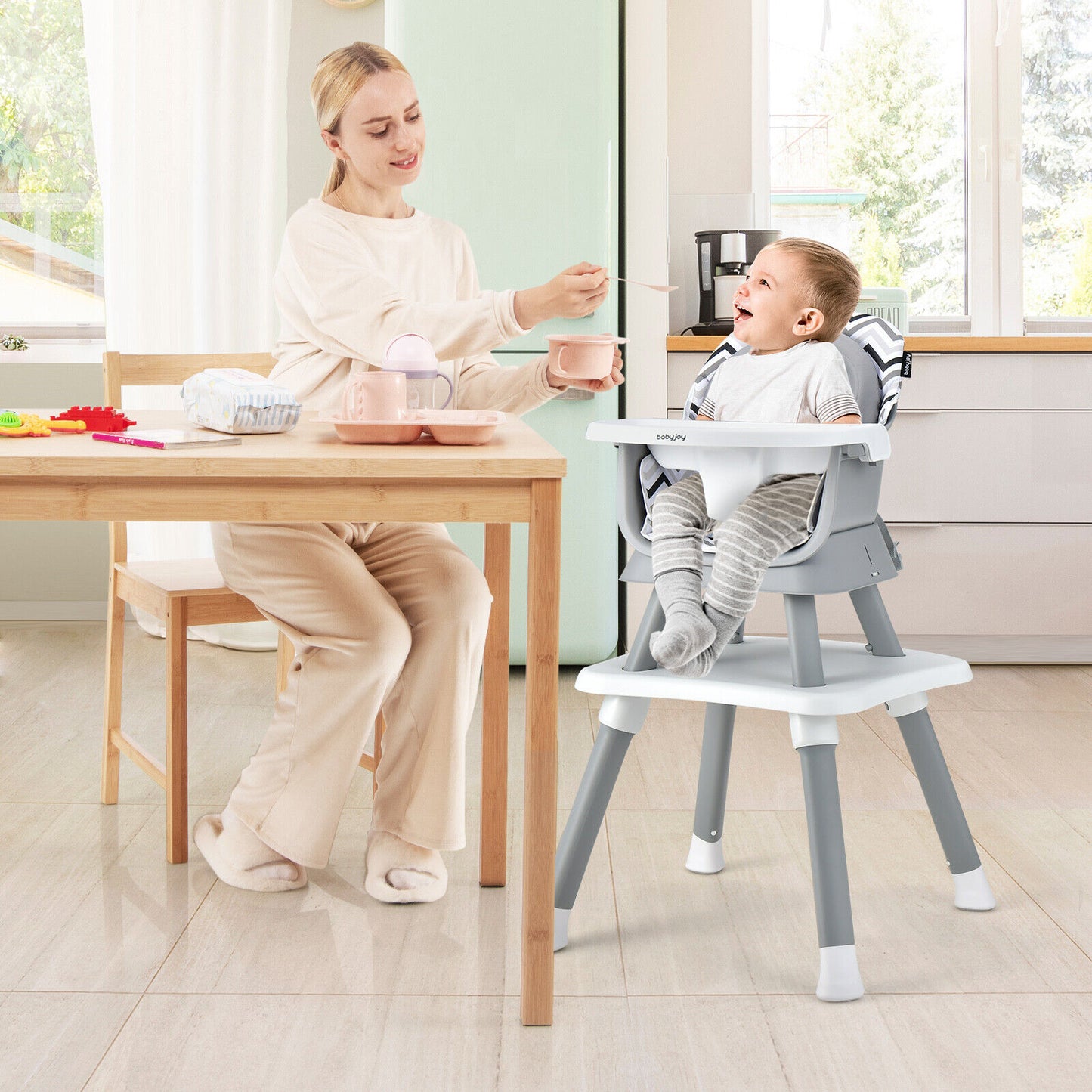6-in-1 Convertible High Chair with Adjustable Tray