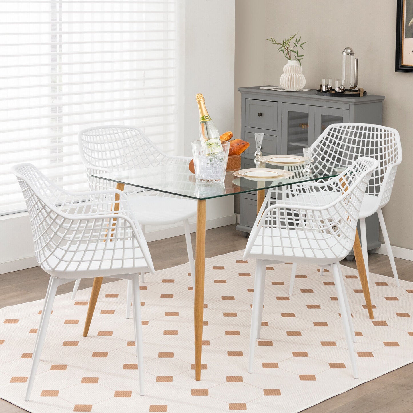 Modern Dining Chairs Set of 4 with Mesh Backrest