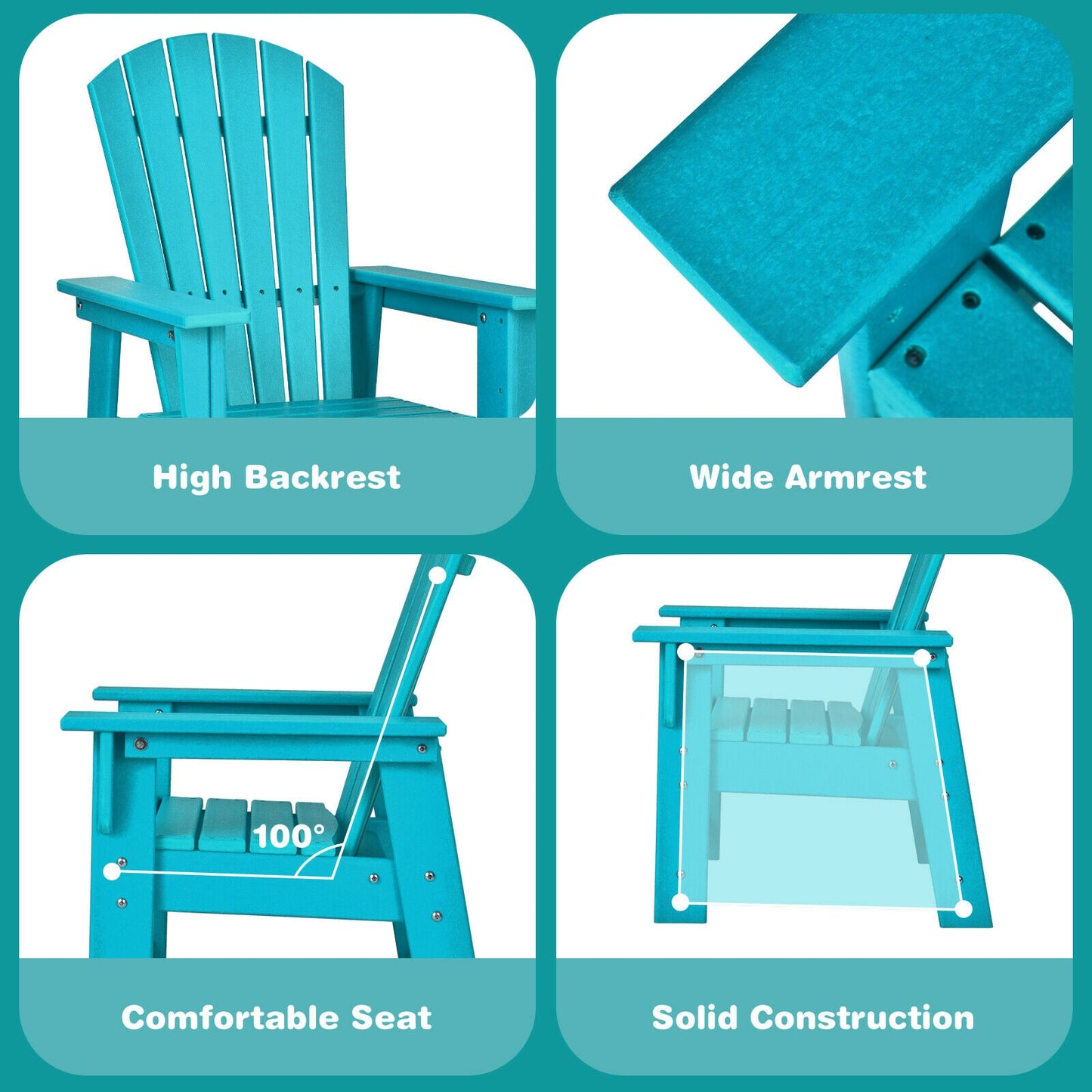 Kids Adirondack Chair with Ergonomic Backrest