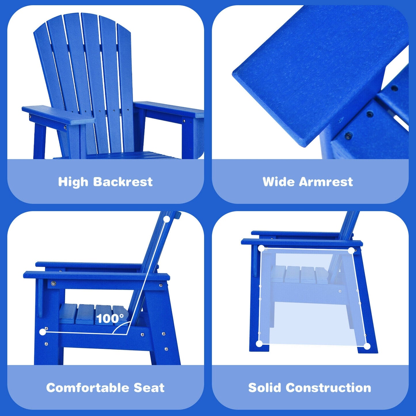 Kids Adirondack Chair with Ergonomic Backrest