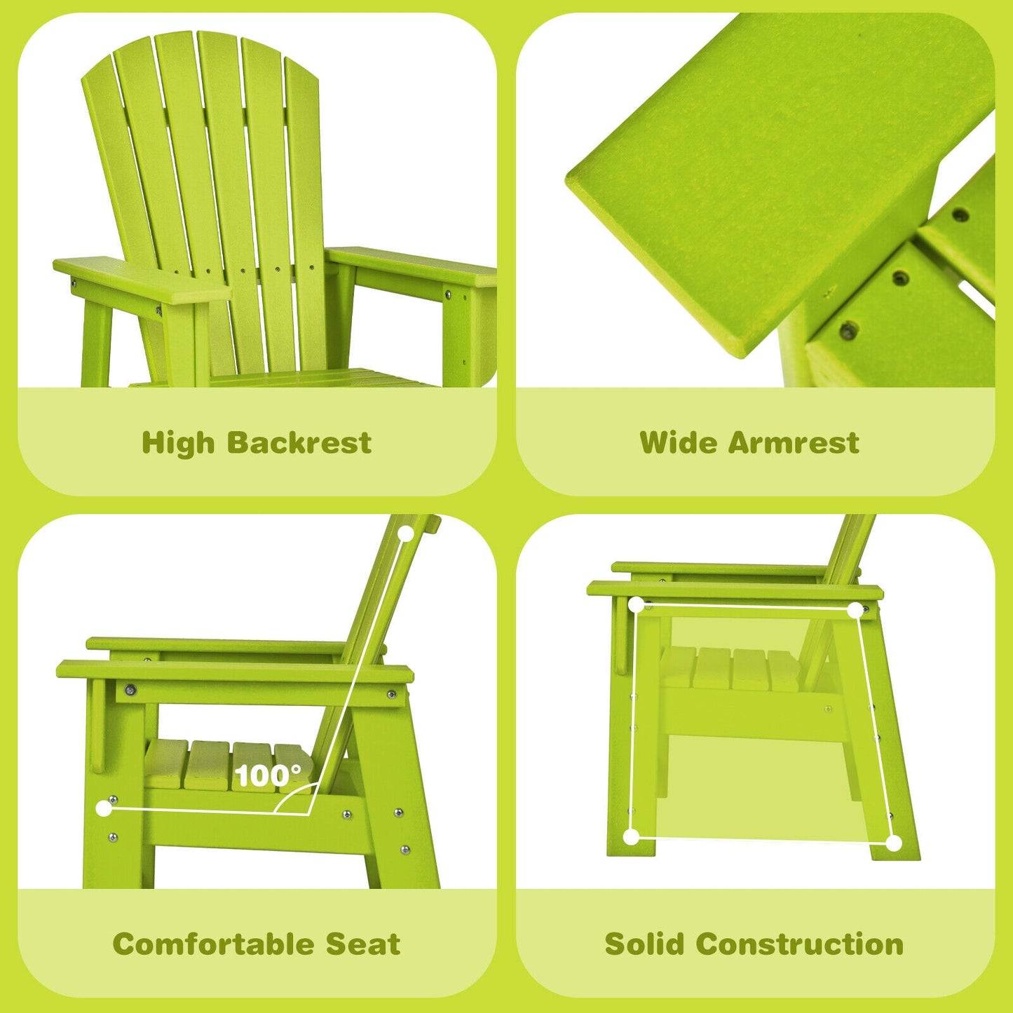 Kids Adirondack Chair with Ergonomic Backrest