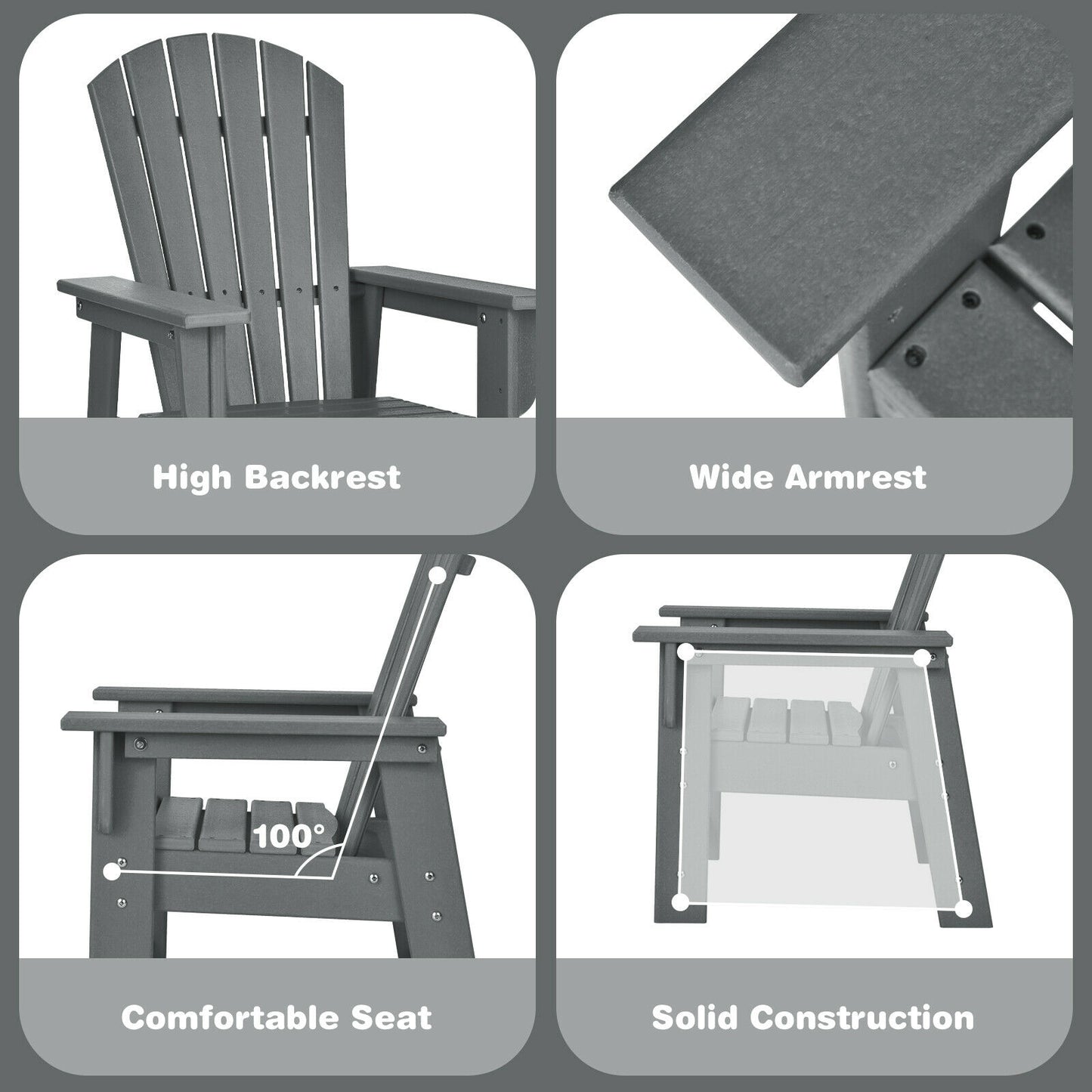 Kids Adirondack Chair with Ergonomic Backrest