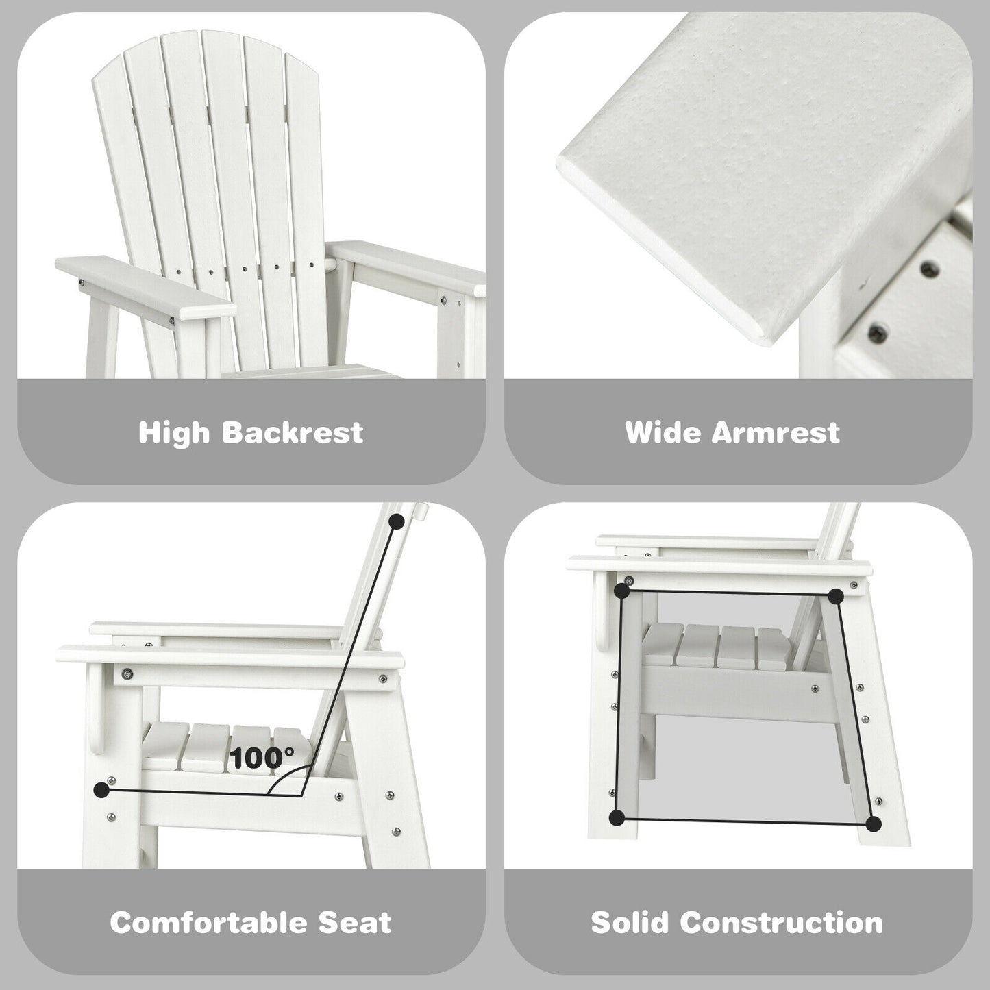 Kids Adirondack Chair with Ergonomic Backrest