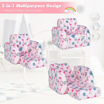 Kids Convertible Sofa Bed 3-in-1 Flip-Out Chair Lounger