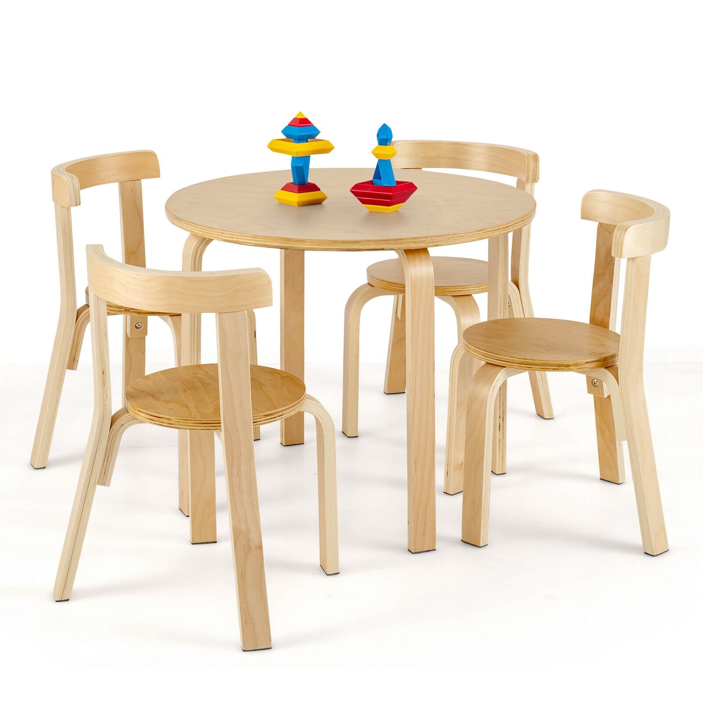 Kids Wooden Table and Chair Set - 5 Piece Activity Furniture