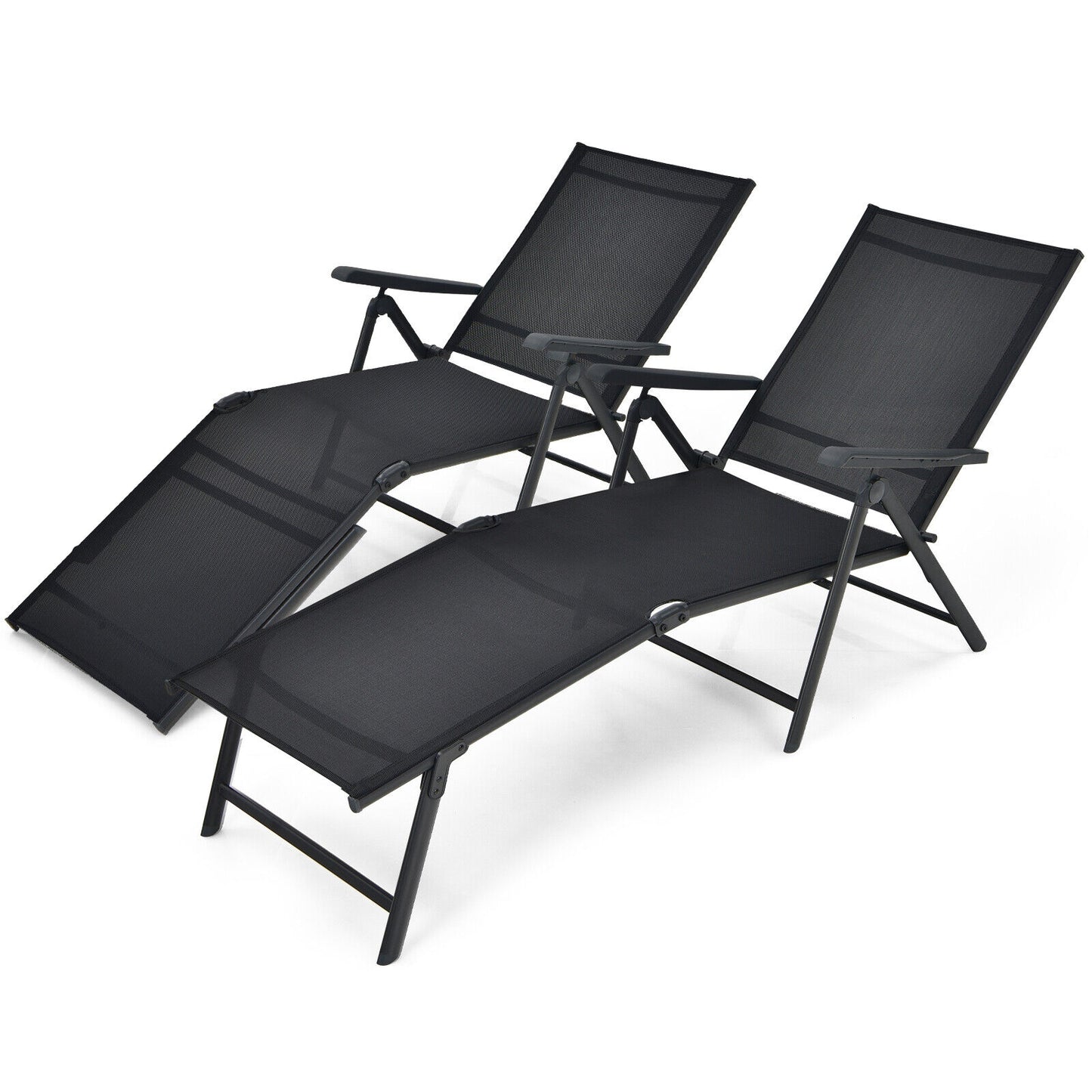 Foldable Chaise Lounge Chair with Adjustable Backrest