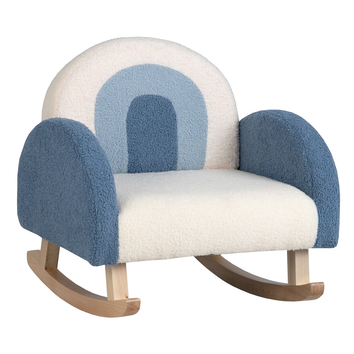 Kids Rocking Chair with Velvet Upholstery & Wood Legs