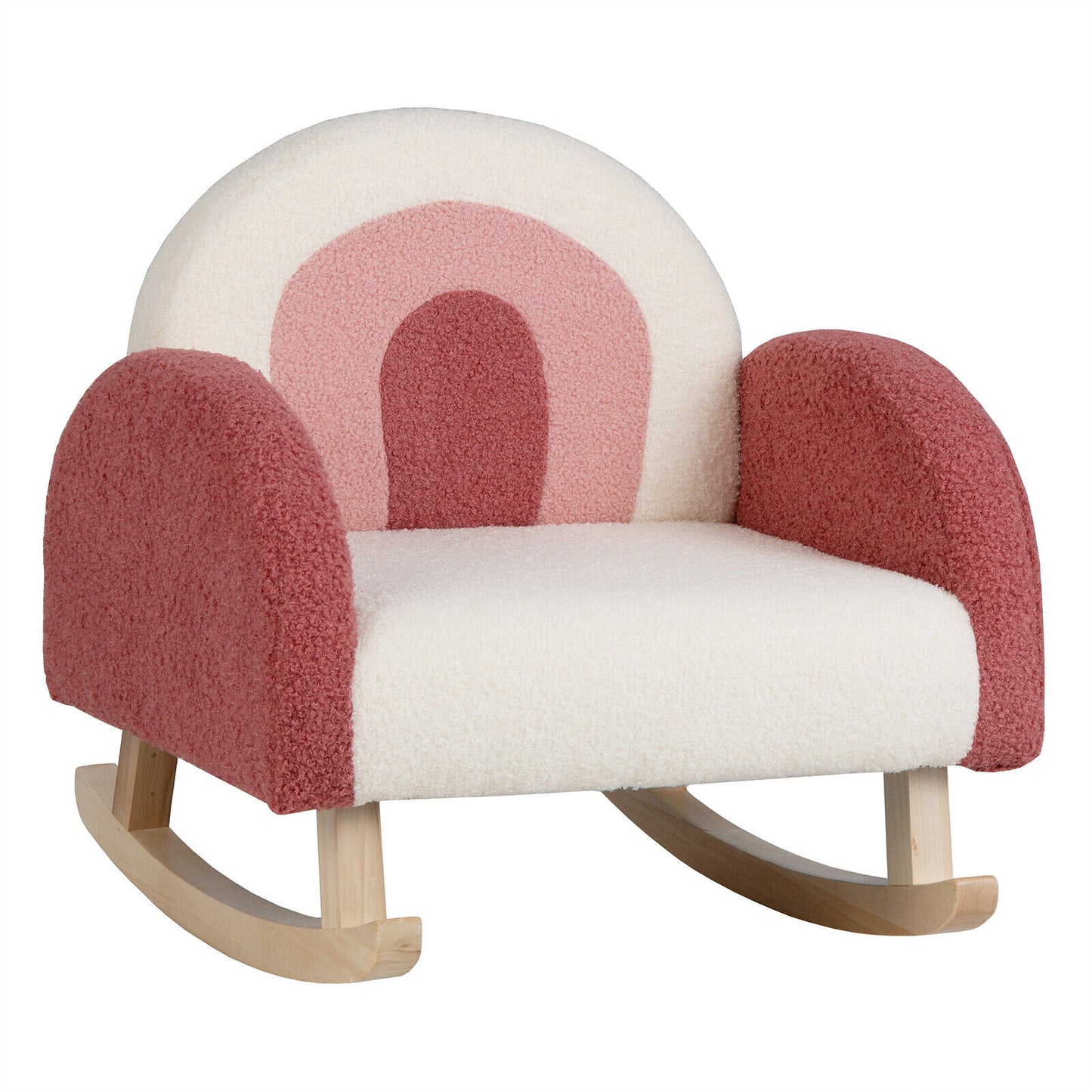 Kids Rocking Chair with Velvet Upholstery & Wood Legs