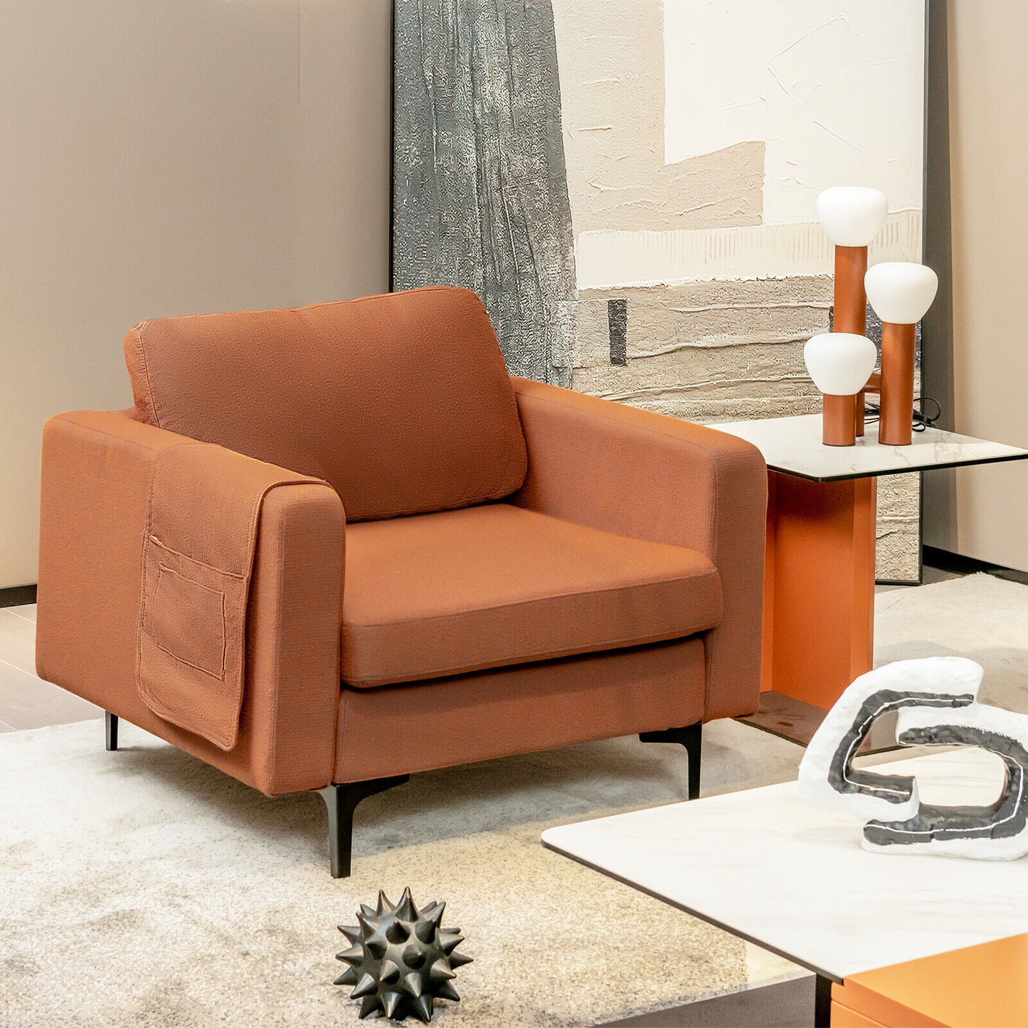 Convertible Accent Chair with Reversible Ottoman - 660 lbs