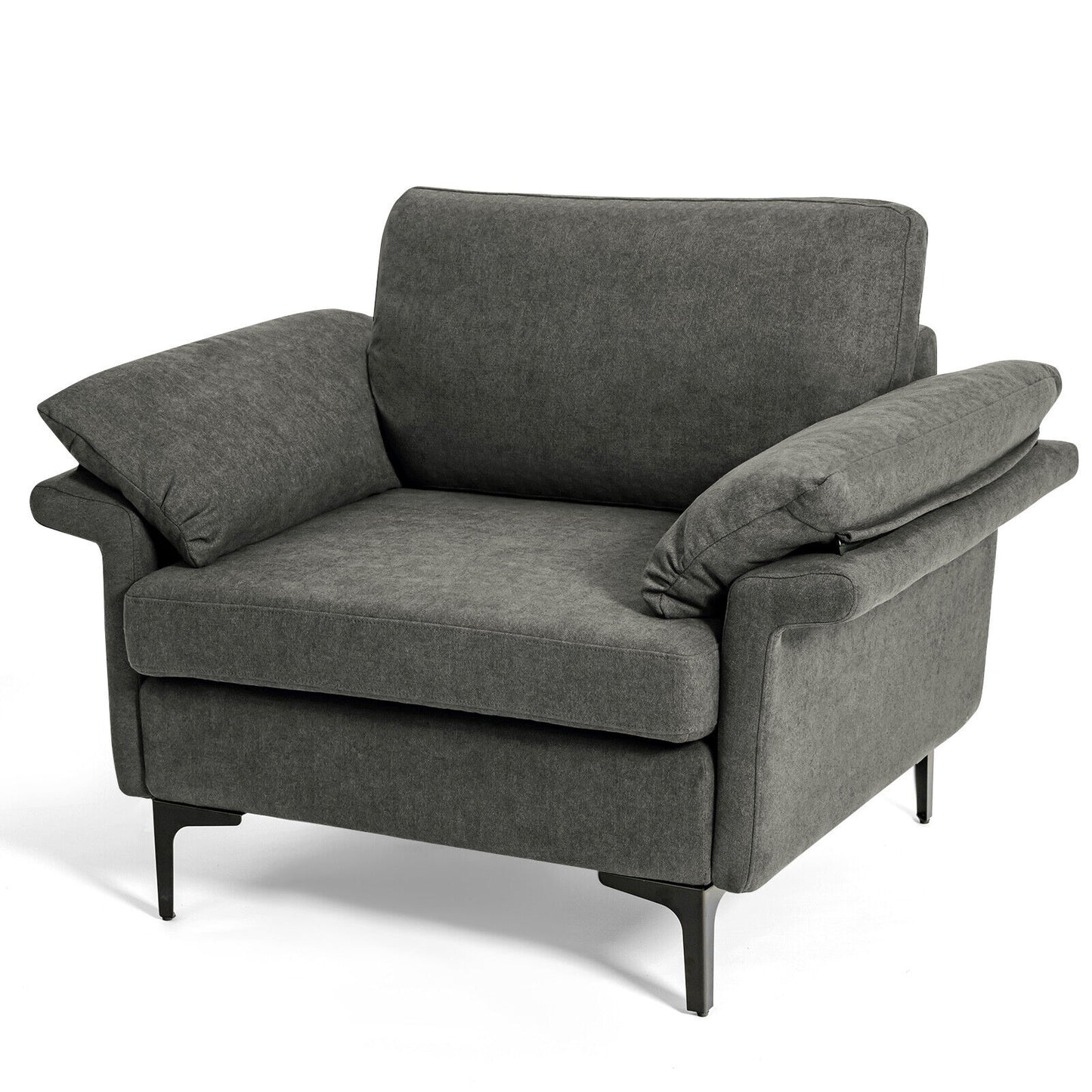 Fabric Accent Armchair with Spring System & Cushions