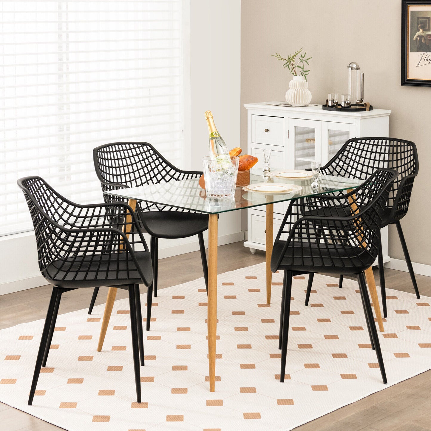 Modern Dining Chairs Set of 4 with Mesh Backrest