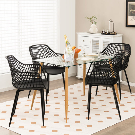 Modern Dining Chairs Set of 4 with Mesh Backrest