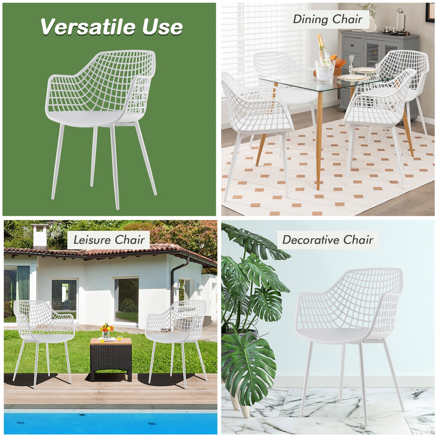 Modern Dining Chairs Set of 4 with Mesh Backrest