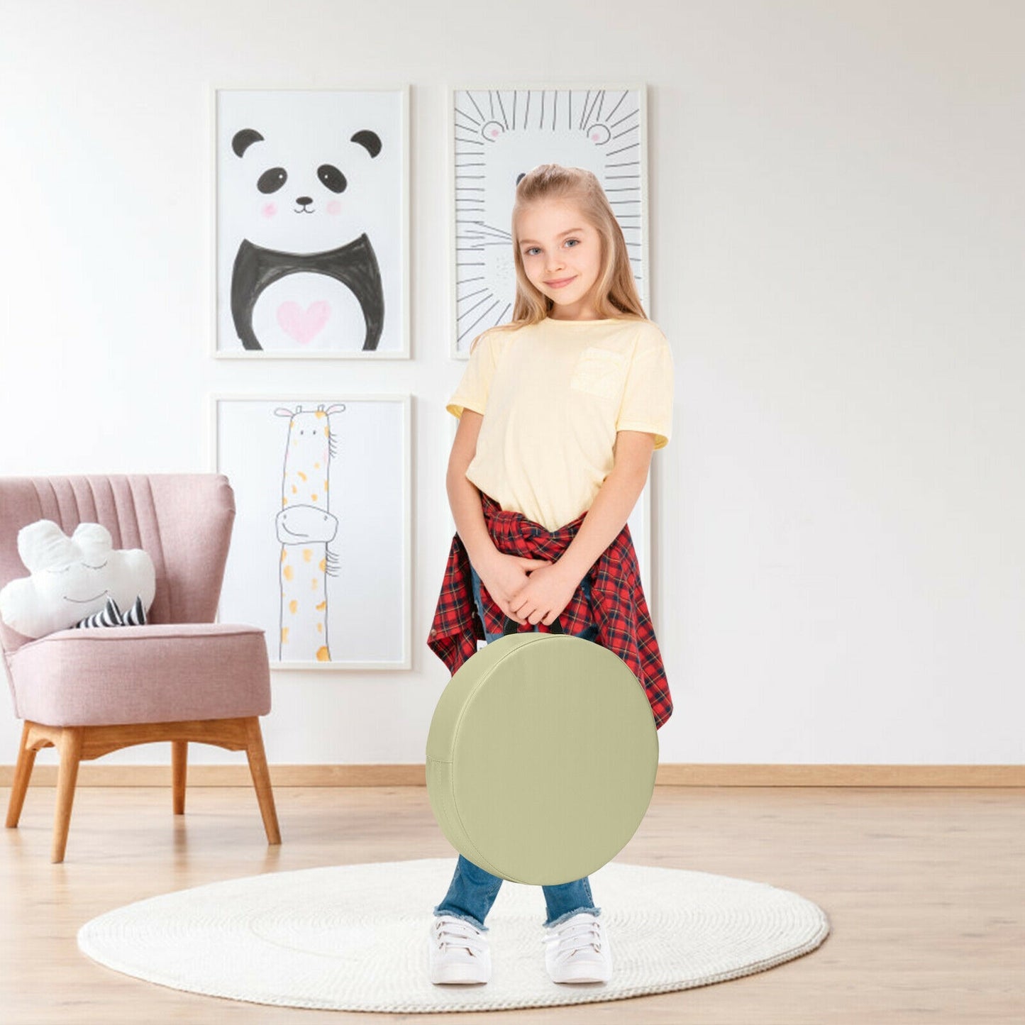Round Toddler Floor Cushions 15 Inch - Set of 6
