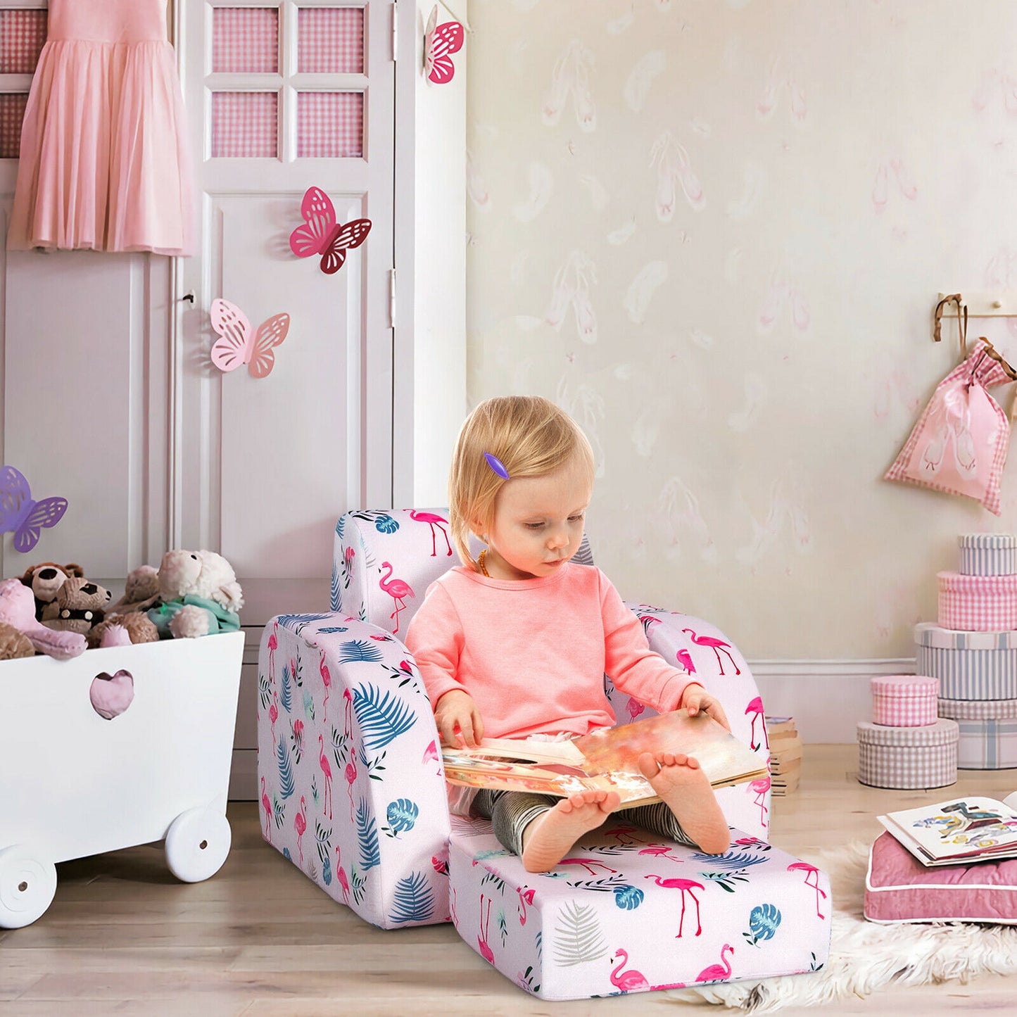 Kids Convertible Sofa Bed 3-in-1 Flip-Out Chair Lounger