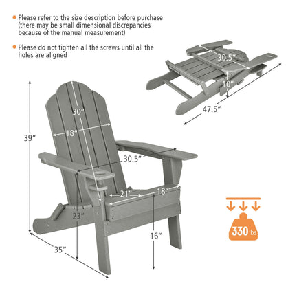 Foldable Adirondack Chair with Cup Holder - Weather Resistant
