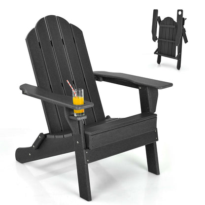 Foldable Adirondack Chair with Cup Holder - Weather Resistant