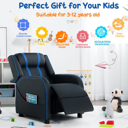 Kids Recliner Chair with Footrest and Side Pockets