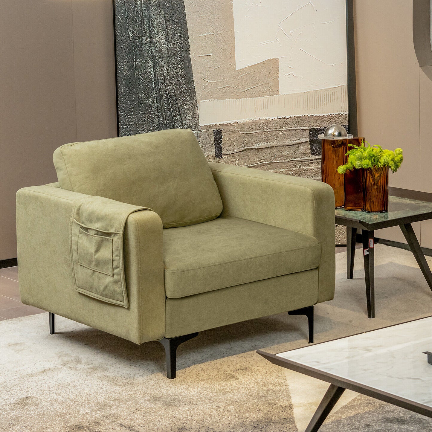 Convertible Accent Chair with Reversible Ottoman - 660 lbs