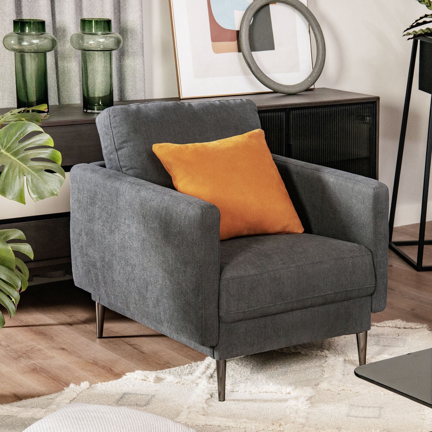 Upholstered Accent Chair with Removable Cushion