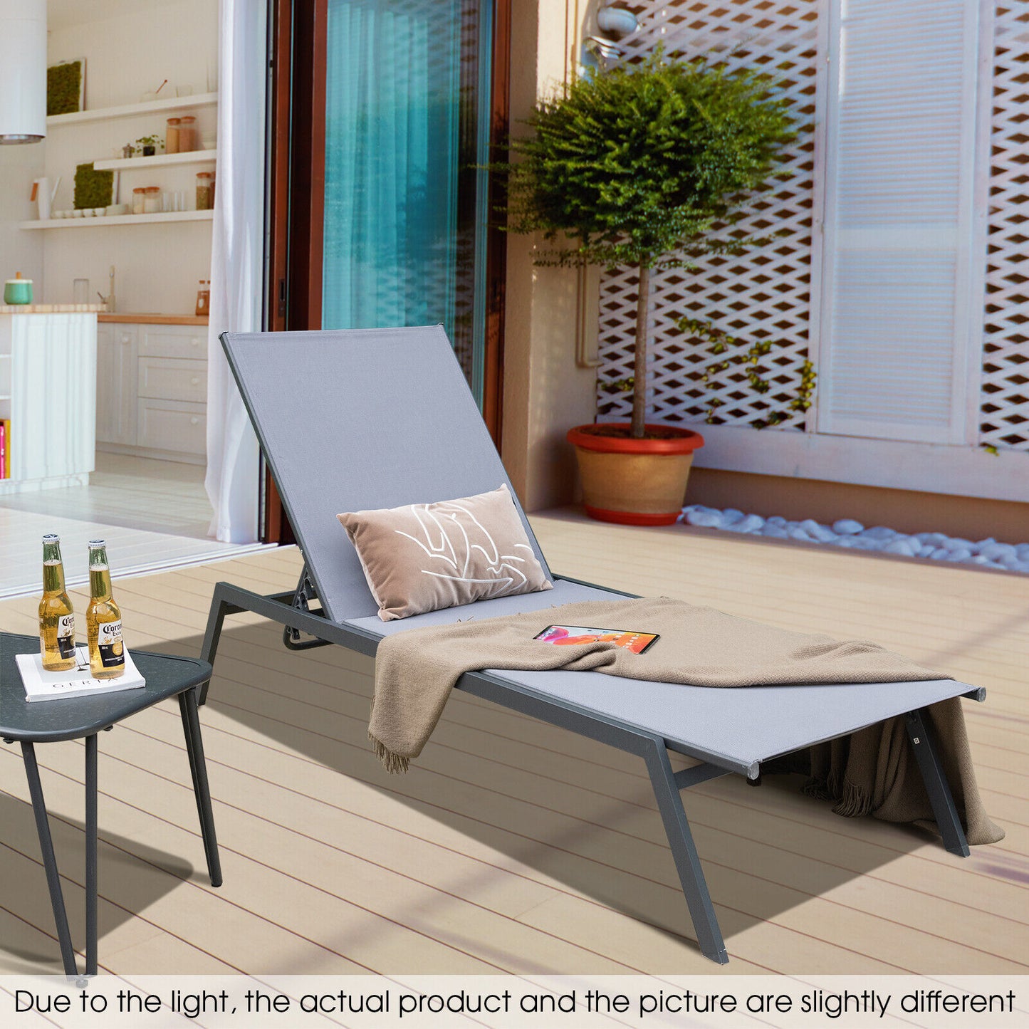 Adjustable Chaise Lounge Chair with 6-Position Backrest