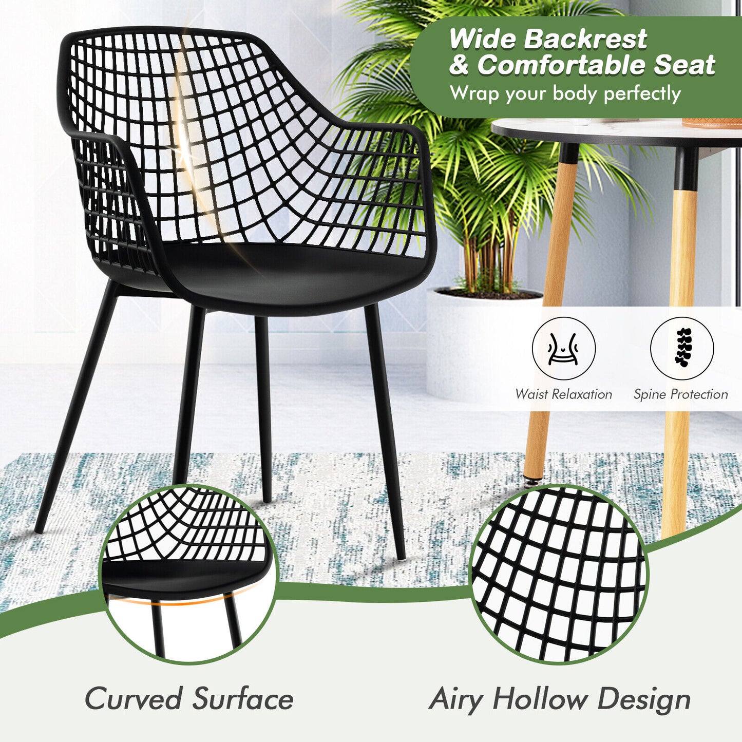 Modern Dining Chairs Set of 4 with Mesh Backrest