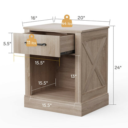 Compact Nightstand with Drawer and Shelf
