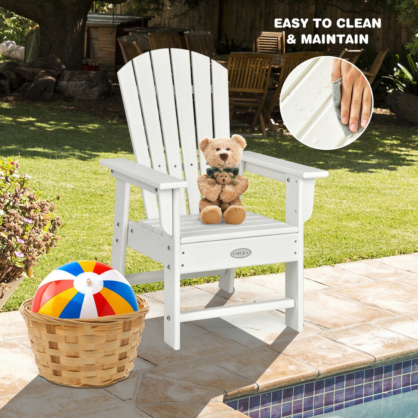 Kids Adirondack Chair with Ergonomic Backrest