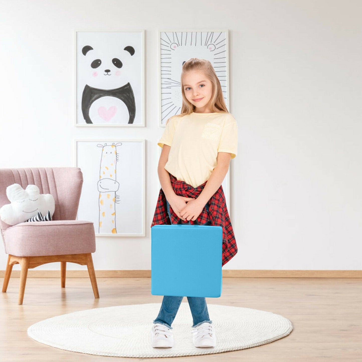 Square Toddler Floor Cushions 15" - Set of 6 with Handles