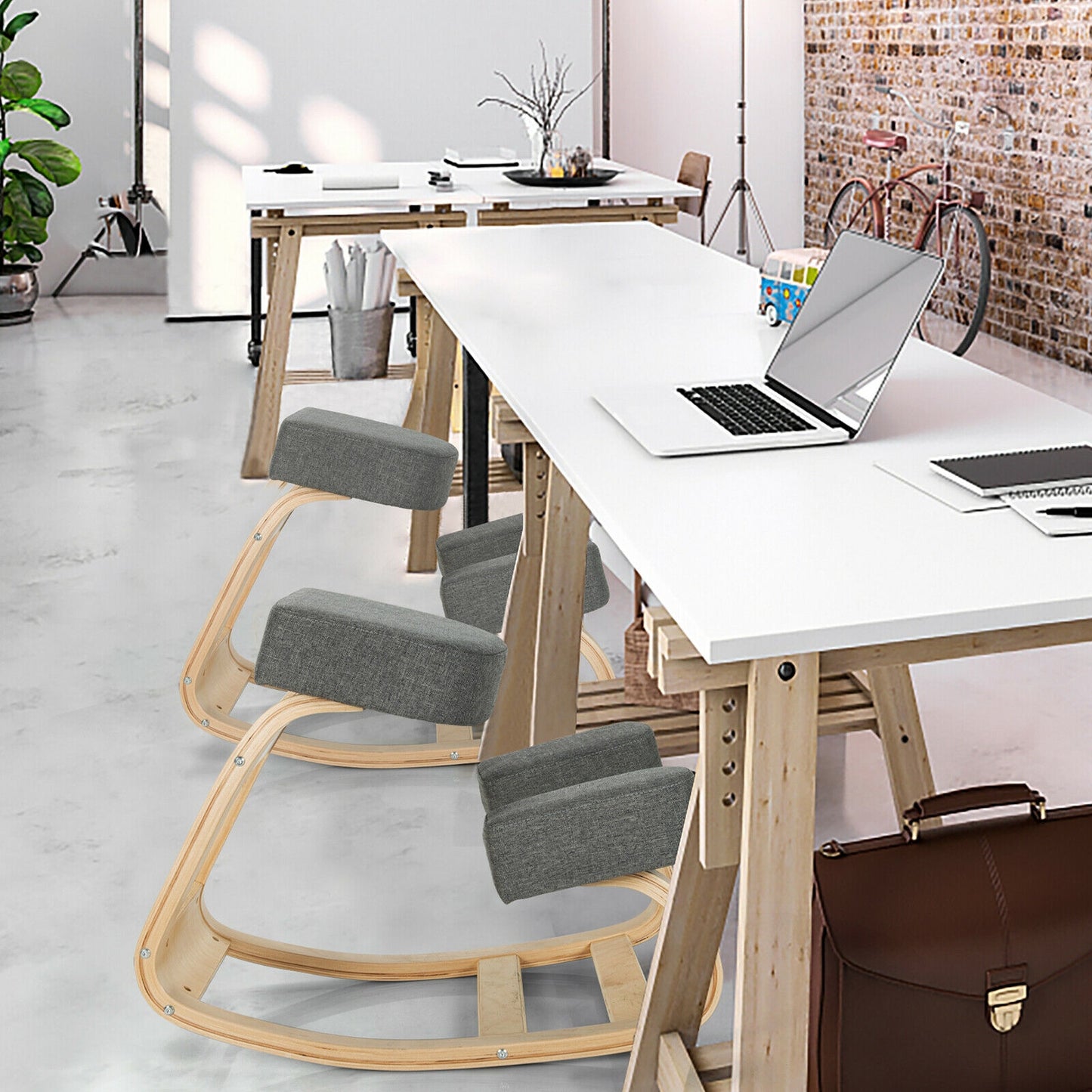 Ergonomic Kneeling Chair with Rocking Base - Gray