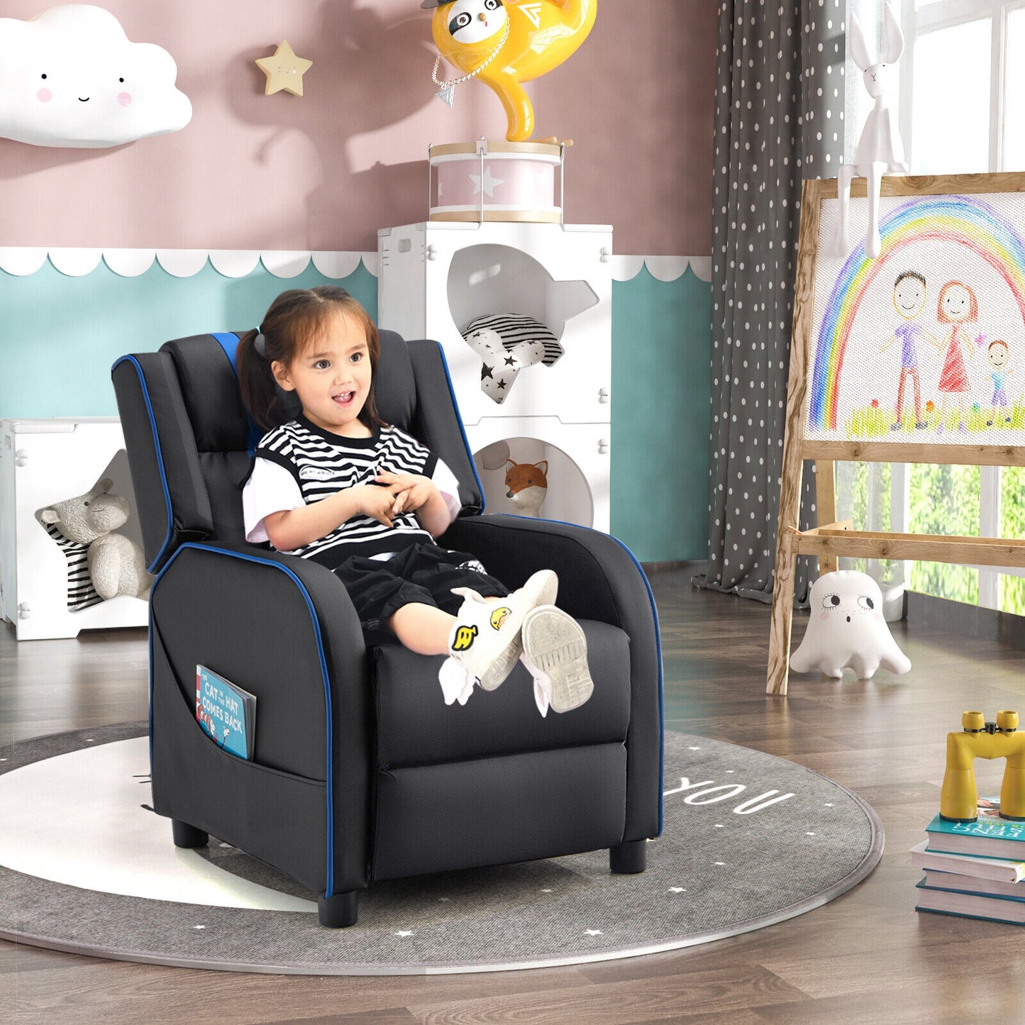 Kids Recliner Chair with Footrest and Side Pockets