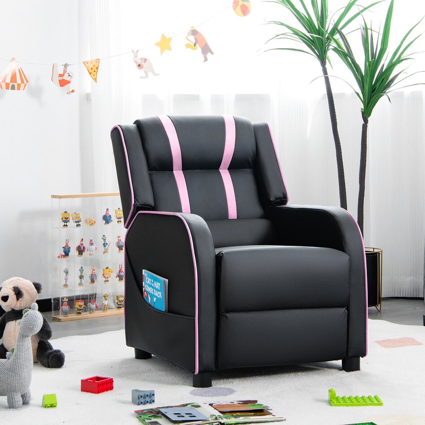 Kids Recliner Chair with Footrest and Side Pockets
