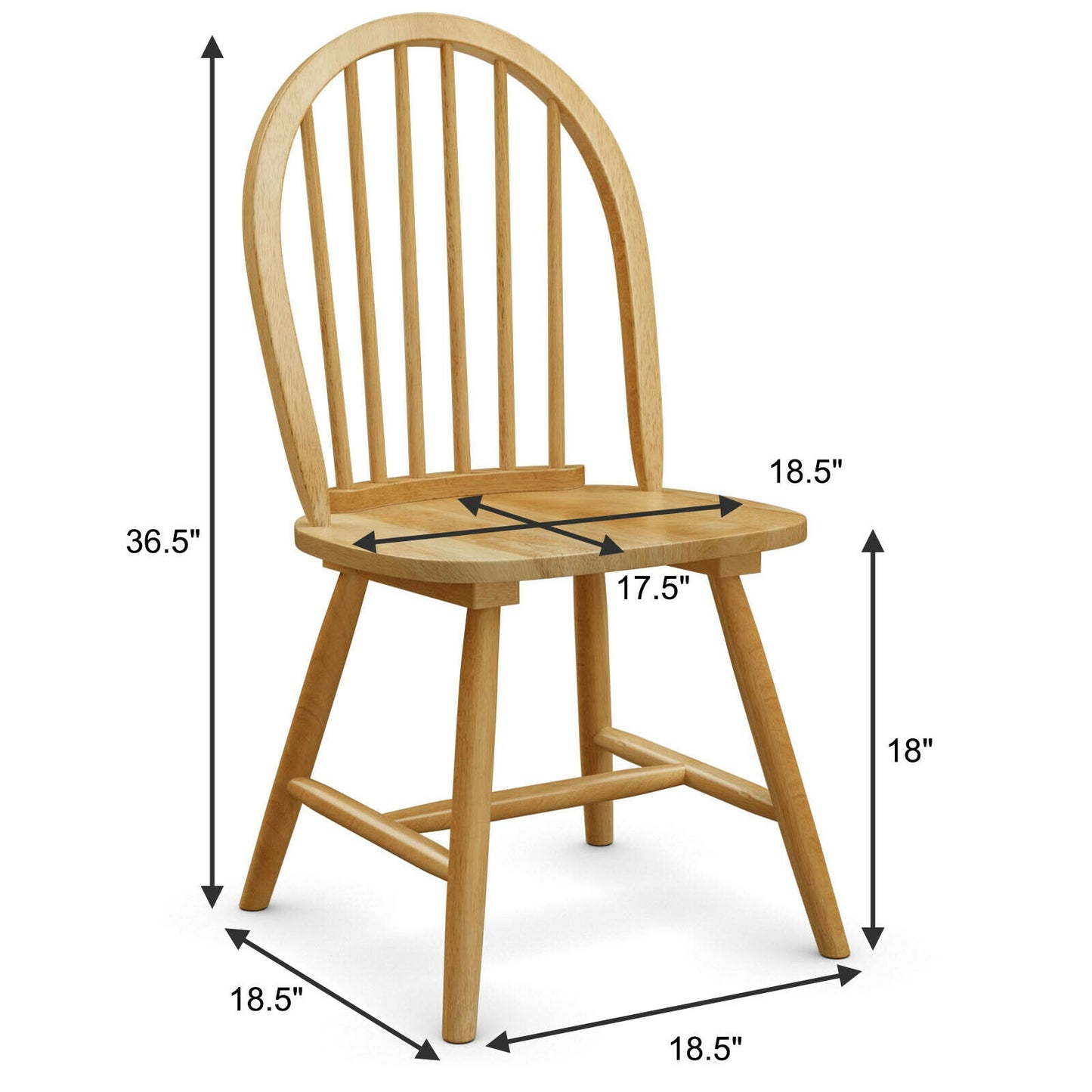 Windsor Spindle Back Dining Chairs - Set of 2