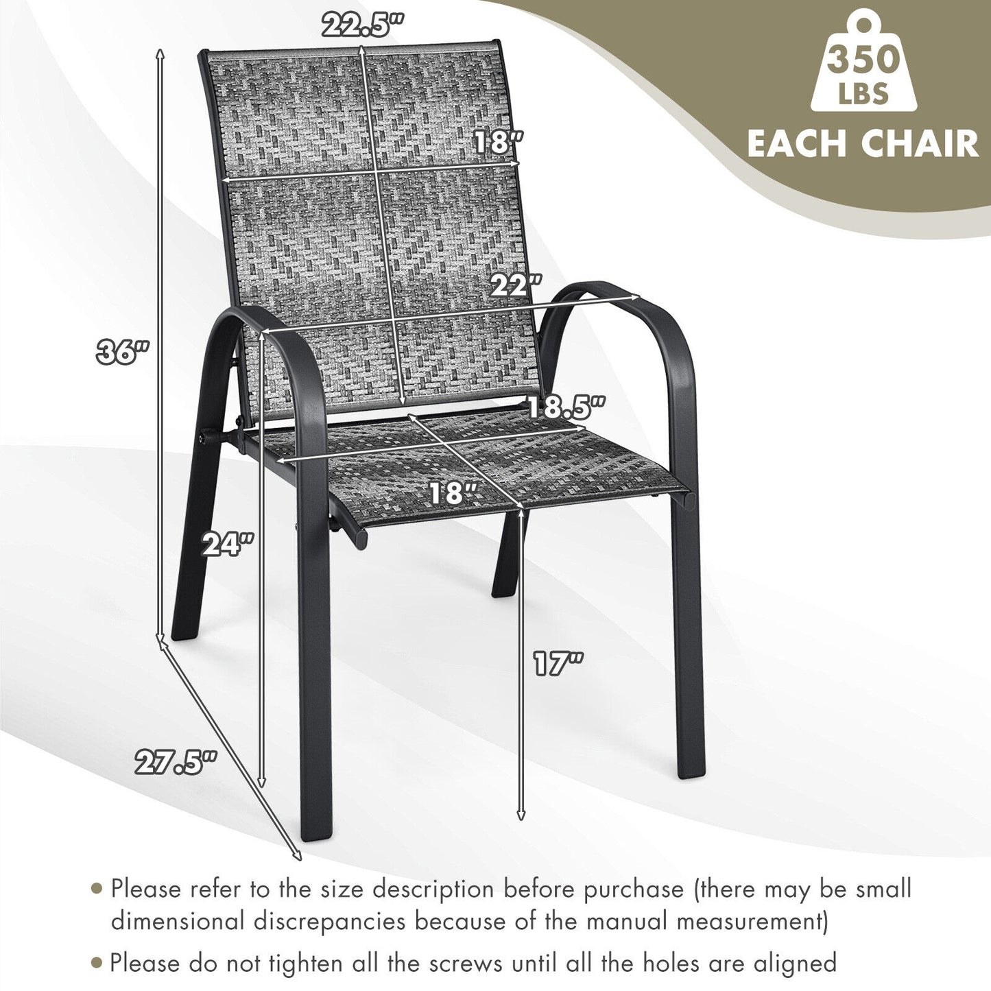 Stackable Outdoor Dining Chairs Set of 6 - PE Wicker