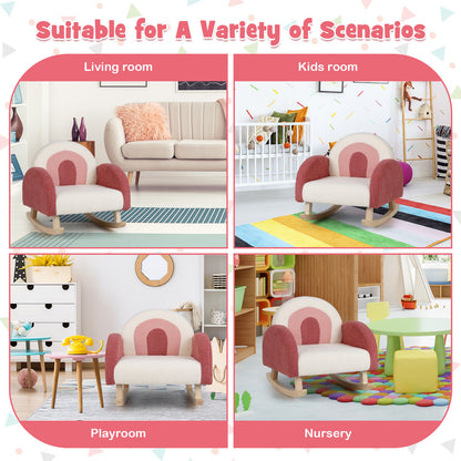 Kids Rocking Chair with Velvet Upholstery & Wood Legs