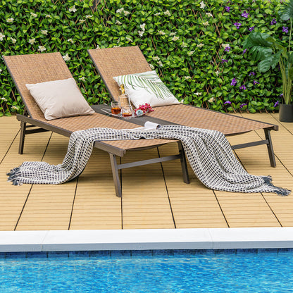 2-Person Patio Chaise Lounge with Adjustable Backrests