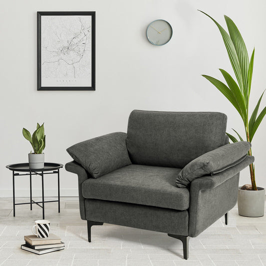 Fabric Accent Armchair with Spring System & Cushions