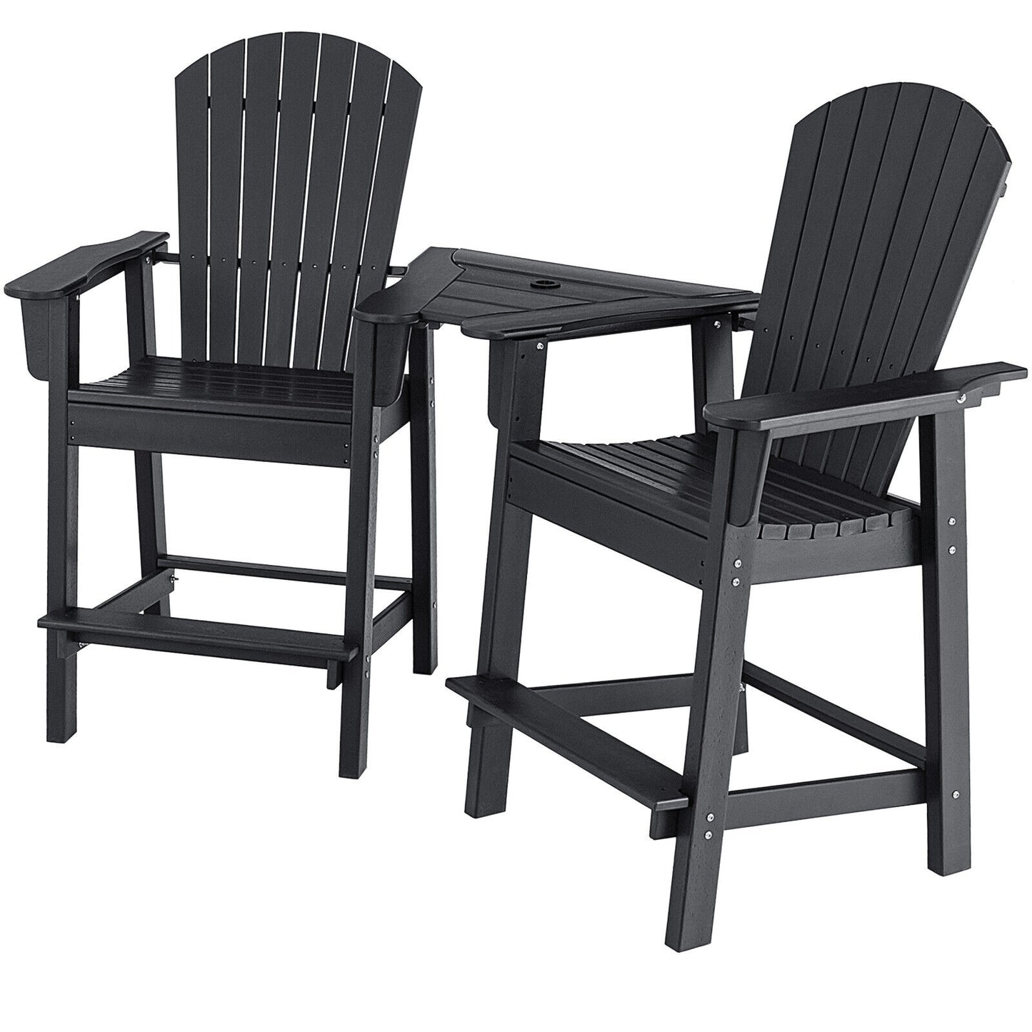 HDPE Tall Adirondack Chair Set with Connecting Tray