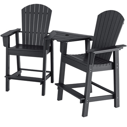 HDPE Tall Adirondack Chair Set with Connecting Tray