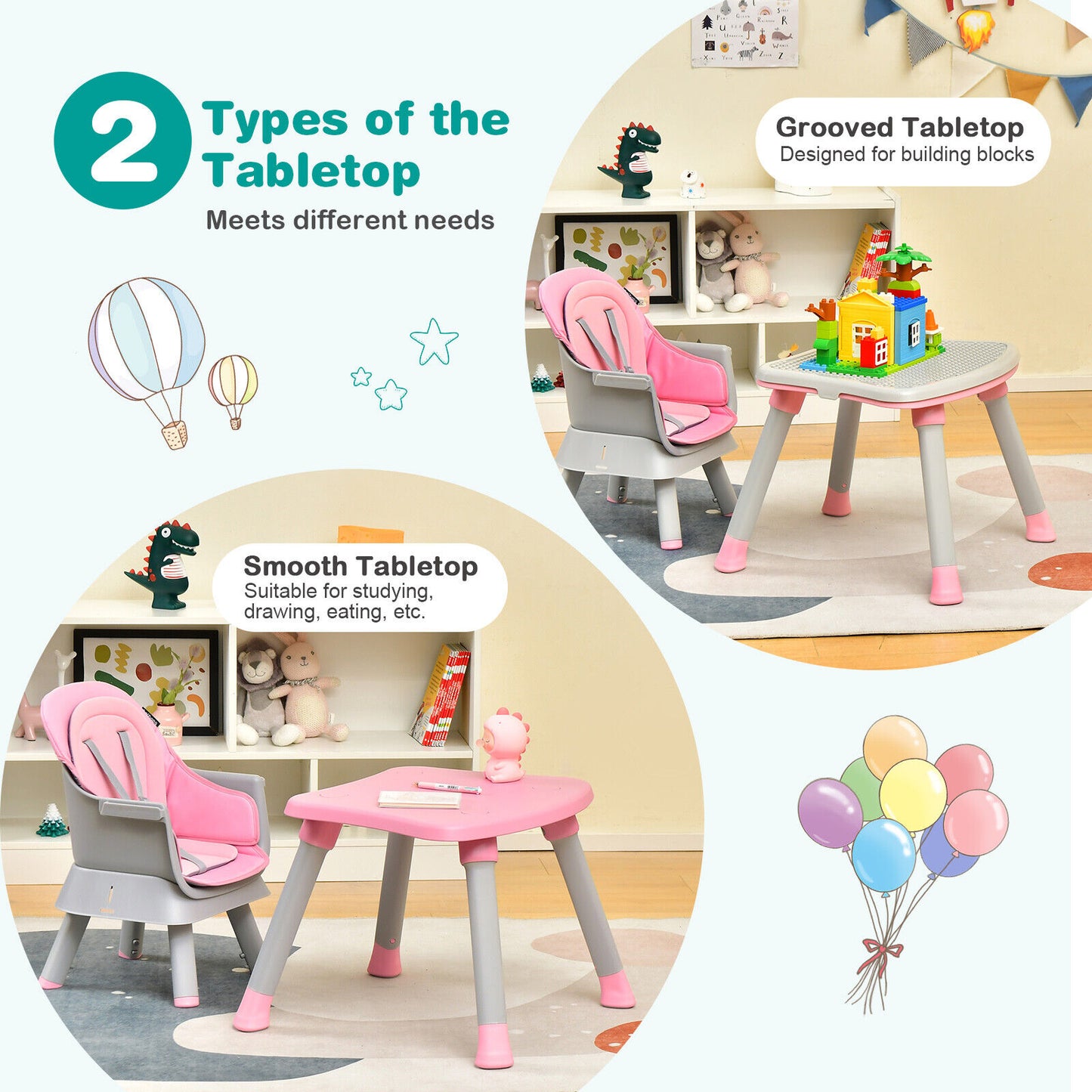6-in-1 Convertible High Chair with Adjustable Tray