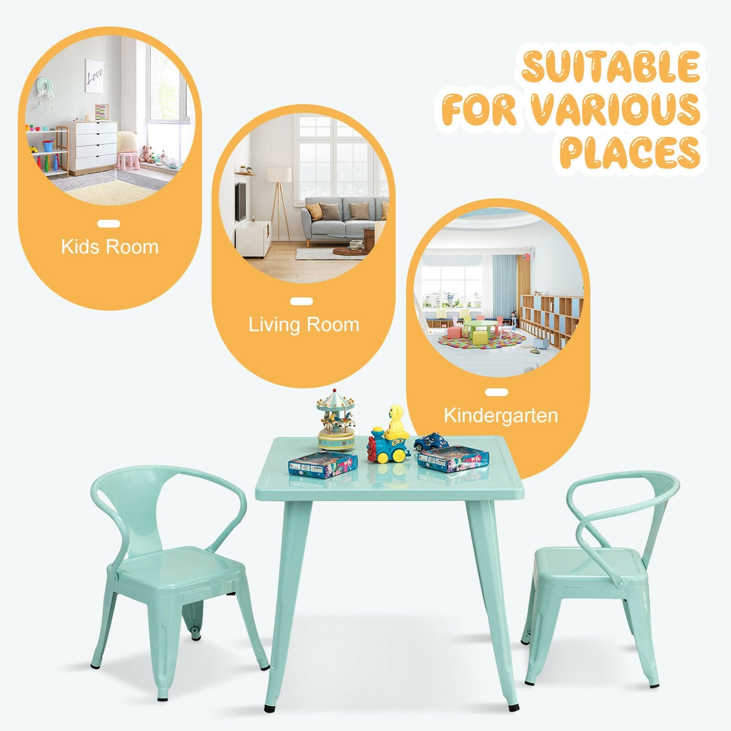 Kids Square Steel Activity Table 27 Inch - Blue