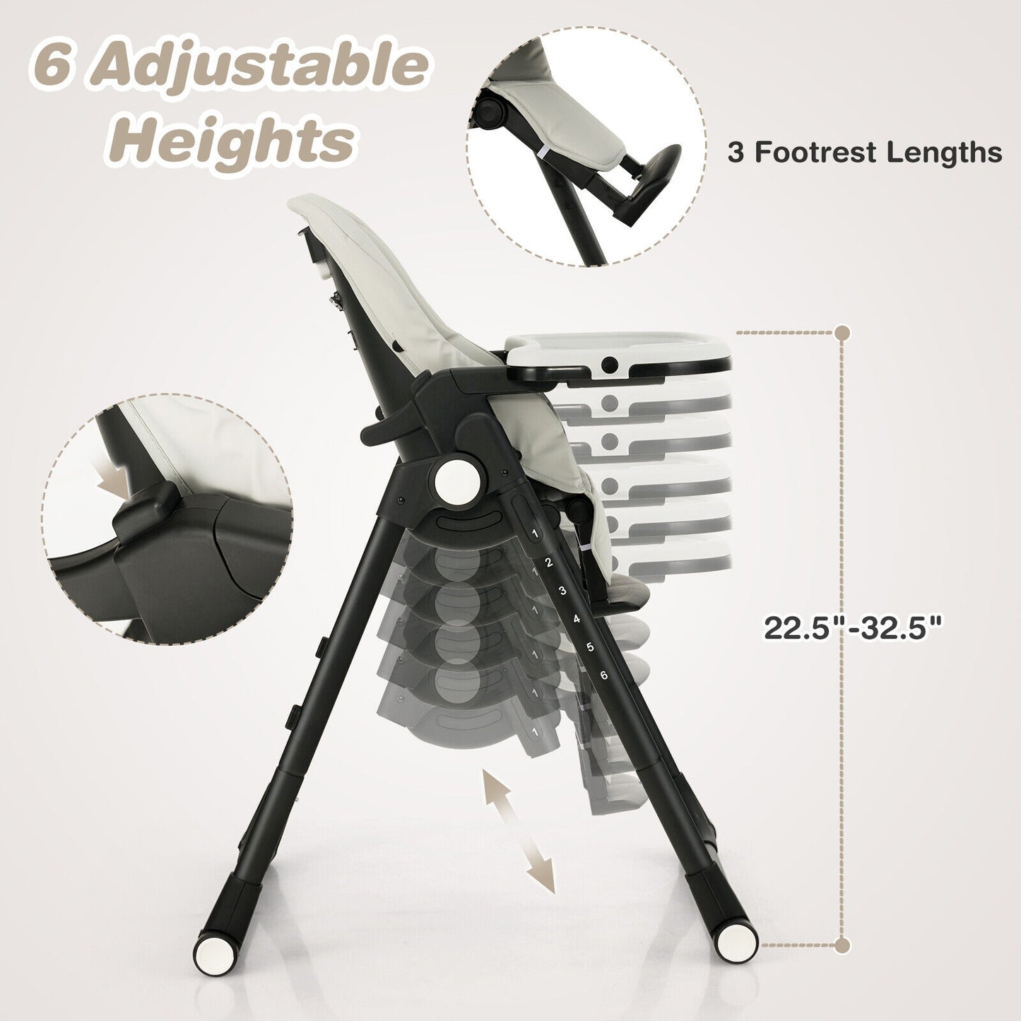4-in-1 Adjustable Baby High Chair with Removable Tray